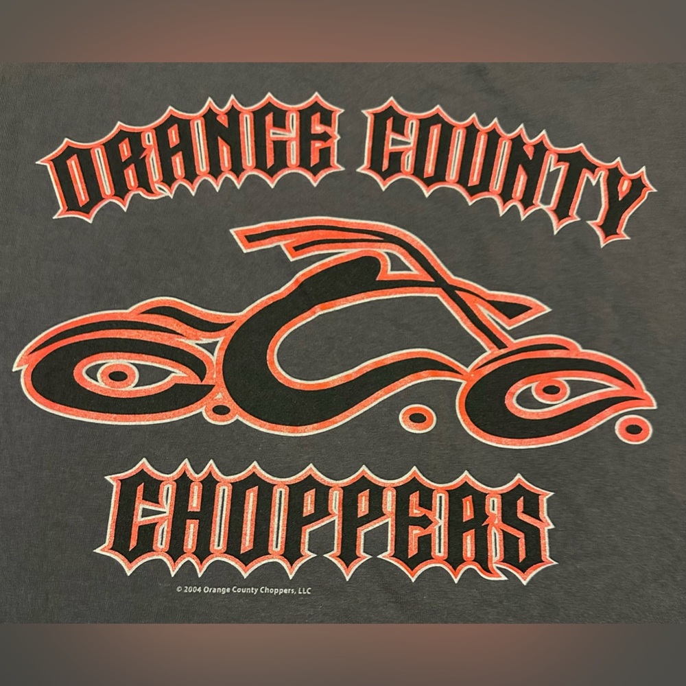 Vtg 2004 Y2K Orange County Choppers Gray T Shirt Sz XL Double Sided